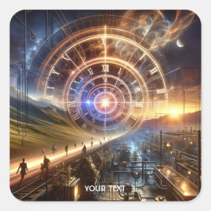 Fantasy Cute Clock Time Way Square Sticker