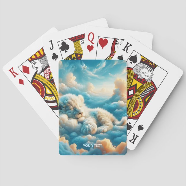 Fantasy Cute  Clouds Baby Lion Playing Cards (Back)