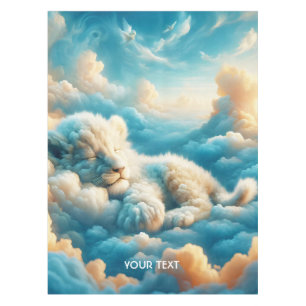 Fantasy Cute Clouds Baby Lion Tablecloth