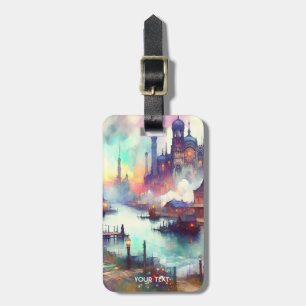 Fantasy Cute Clouds Castle River Luggage Tag