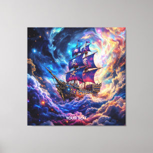 Fantasy Cute Clouds Ship Space Canvas Print