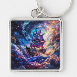 Fantasy Cute Clouds Ship Space Key Ring