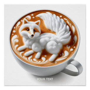 Fantasy Cute Coffee Fox Cup Poster