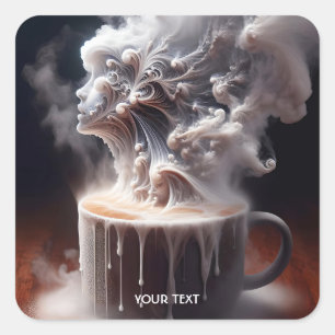 Fantasy Cute Coffee Morning Dreams Square Sticker