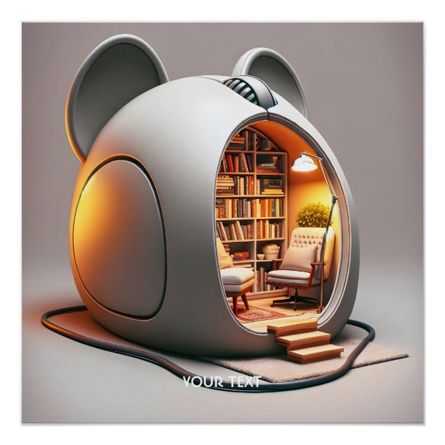 Fantasy Cute Computer Mouse House Poster (Front)