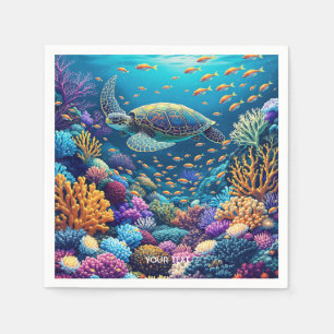 Fantasy Cute Coral Reef Turtle Napkin