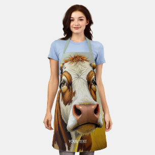 Fantasy Cute Cow Field Clouds Apron