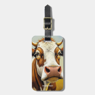 Fantasy Cute Cow Field Clouds Luggage Tag