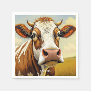 Fantasy Cute Cow Field Clouds Napkin