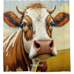 Fantasy Cute Cow Field Clouds Shower Curtain