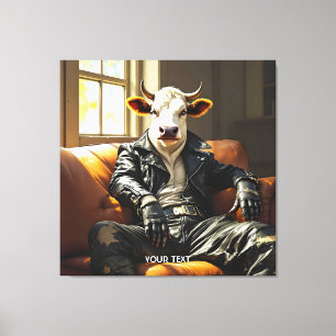 Fantasy Cute Cow Leather Couch Canvas Print