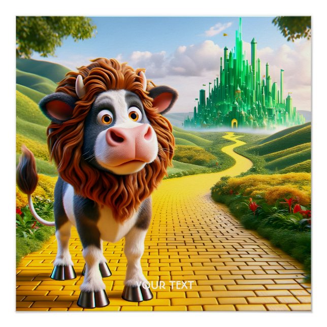 Fantasy Cute Cow Lion Road Poster (Front)