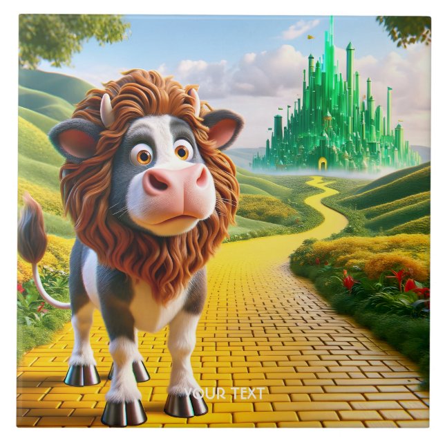 Fantasy Cute Cow Lion Road Tile (Front)