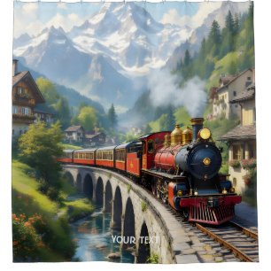 Fantasy Cute Crimson Antique Train Shower Curtain