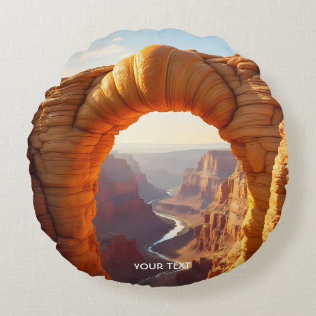 Fantasy Cute Croissant Arch Canyon Round Cushion (Front)