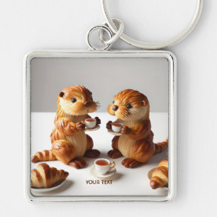 Fantasy Cute Croissants Otters Tea Key Ring