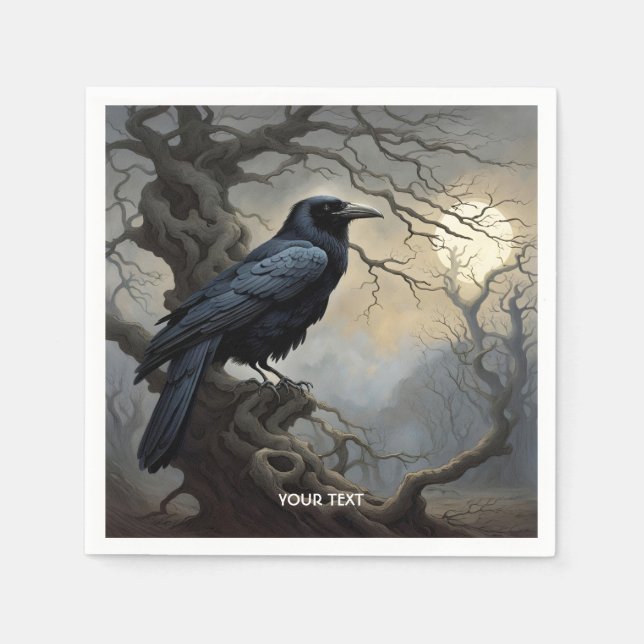 Fantasy Cute Crow Tree Darkness Napkin (Front)