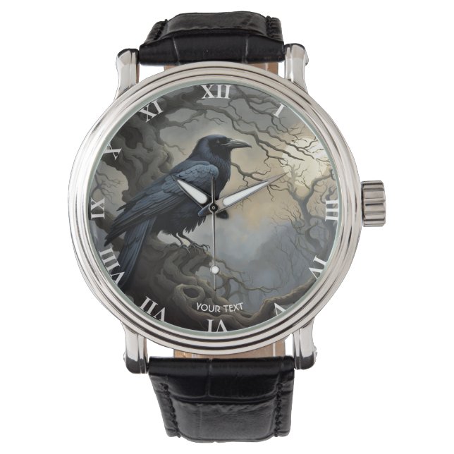 Fantasy Cute Crow Tree Darkness Watch (Front)