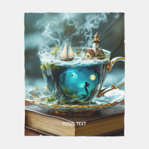 Fantasy Cute Cup Ocean Boat Fleece Blanket