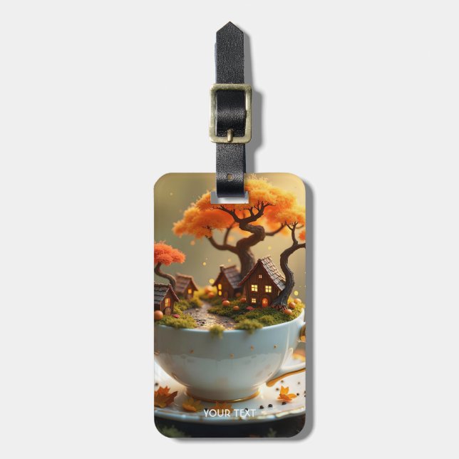 Fantasy Cute Cup Of Autumn Luggage Tag (Front Vertical)