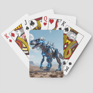 Fantasy Cute Cyborg Dinosaur Desert Playing Cards