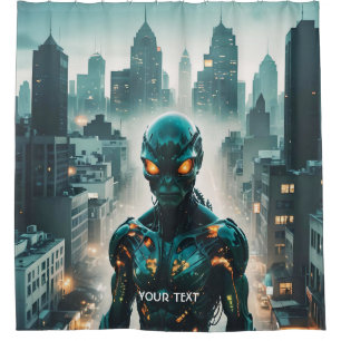 Fantasy Cute Cyborg Evening City Shower Curtain