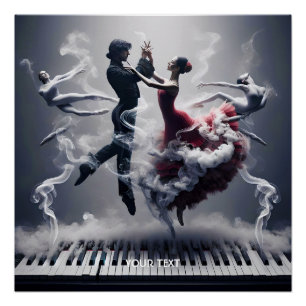 Fantasy Cute Dancer Ballerina Piano Poster