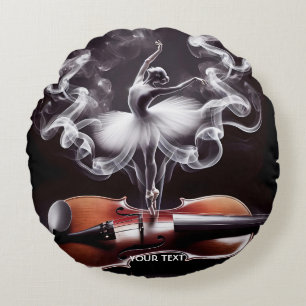 Fantasy Cute Dancing Ballerina Violin Round Cushion