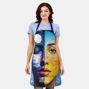 Fantasy Cute Day Night Face Apron
