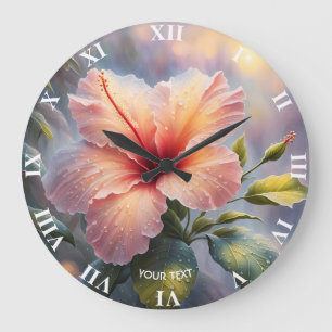 Fantasy Cute Delicate Hibiscus Flower Large Clock