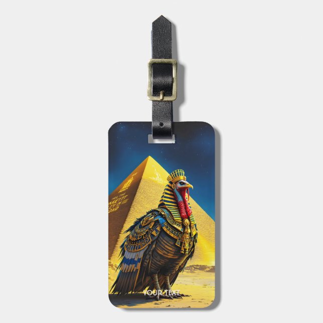 Fantasy Cute Desert Pharaoh Turkey Luggage Tag (Front Vertical)