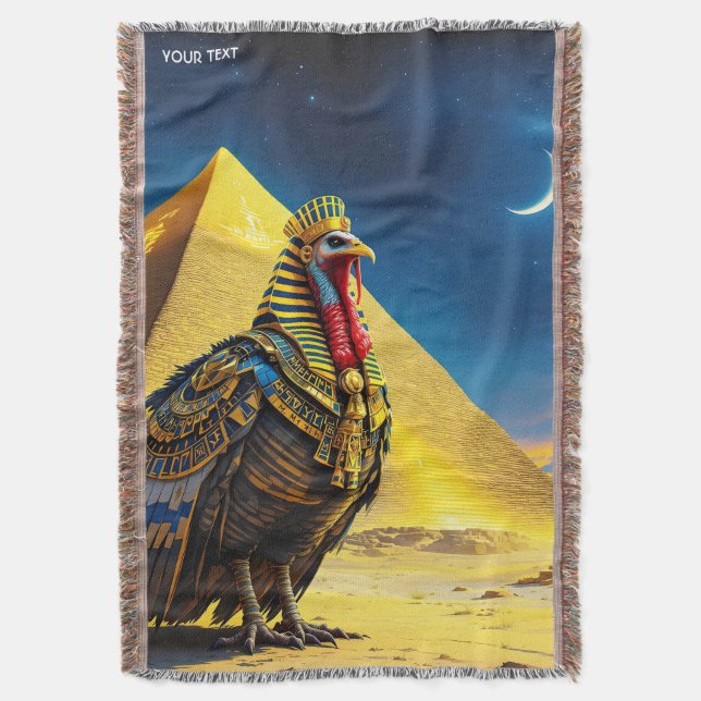 Fantasy Cute Desert Pharaoh Turkey Throw Blanket (Front Vertical)