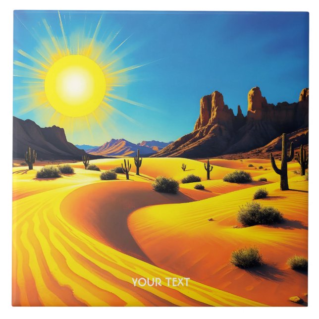 Fantasy Cute Desert Sands Rocks Tile (Front)