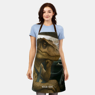 Fantasy Cute  Dinosaur Driving Car Apron