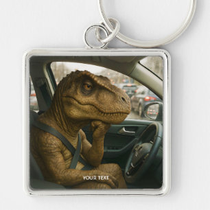 Fantasy Cute Dinosaur Driving Car Key Ring