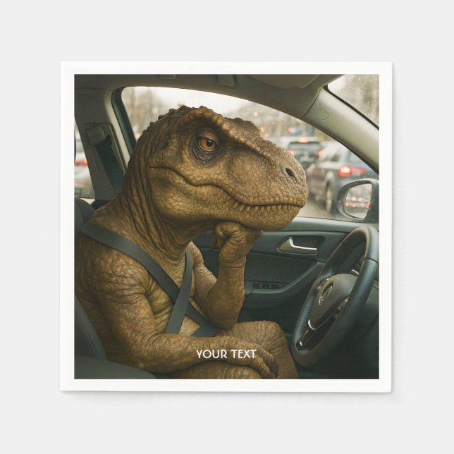 Fantasy Cute  Dinosaur Driving Car Napkin (Front)