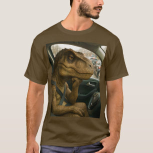 Fantasy Cute Dinosaur Driving Car T-Shirt