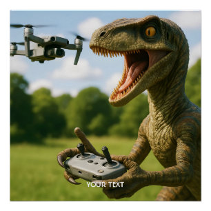 Fantasy Cute Dinosaur Drone Forest Poster
