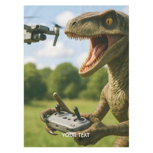 Fantasy Cute Dinosaur Drone Forest Tablecloth