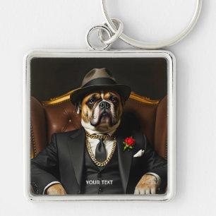 Fantasy Cute Dog Black Suit Key Ring