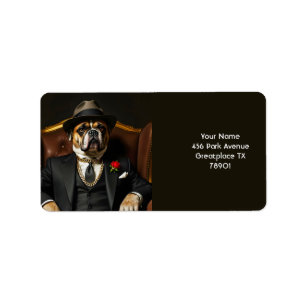 Fantasy Cute Dog Black Suit Label