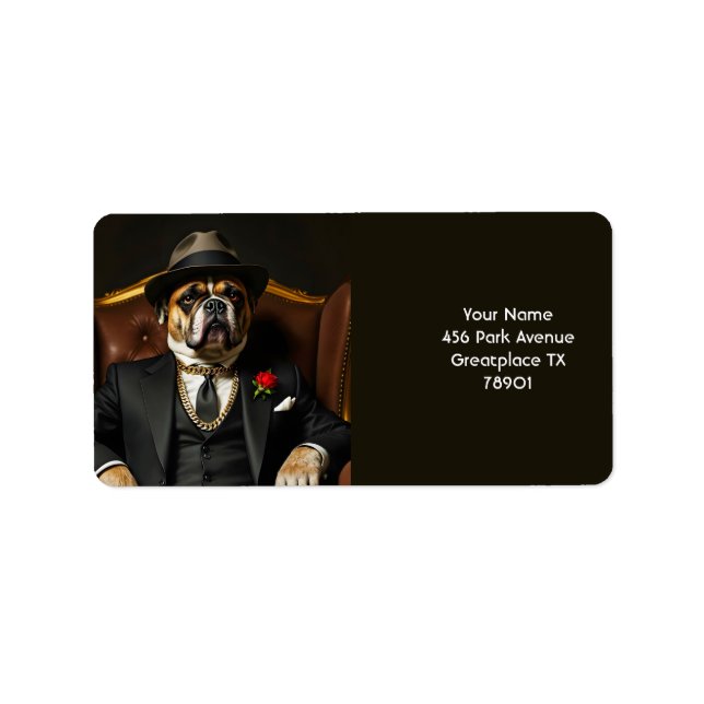 Fantasy Cute Dog Black Suit Label (Front)