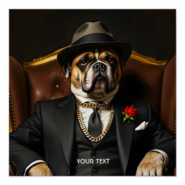 Fantasy Cute Dog Black Suit Poster (Front)