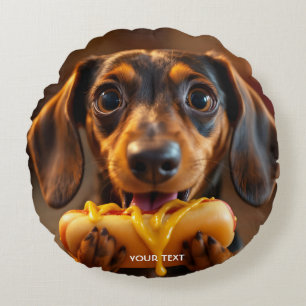 Fantasy Cute Dog Hot Dog Round Cushion