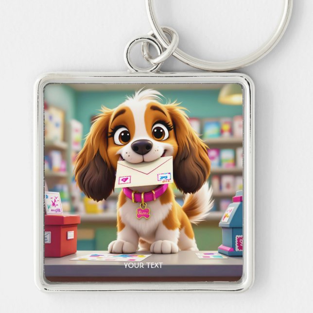 Fantasy Cute  Dog Post Letter Key Ring (Front)