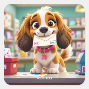 Fantasy Cute Dog Post Letter Square Sticker