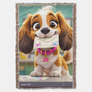 Fantasy Cute Dog Post Letter Throw Blanket