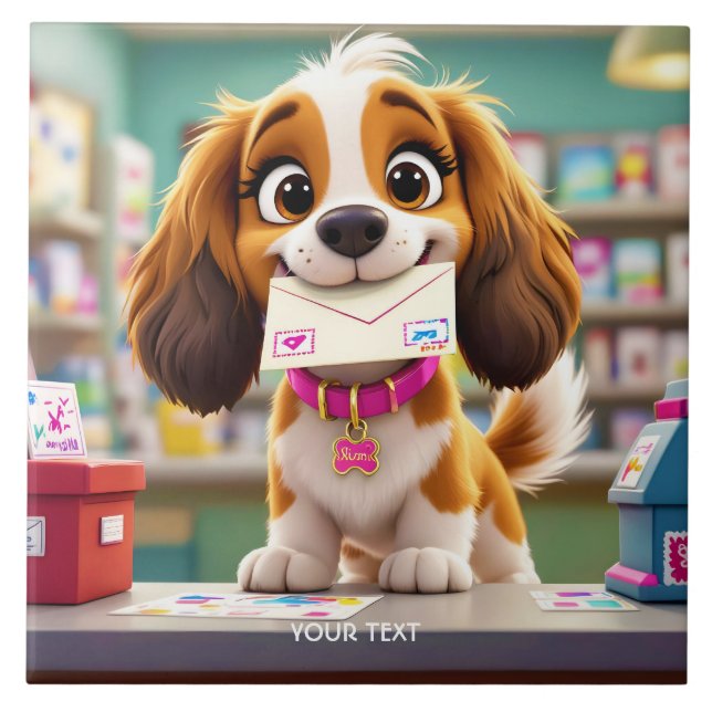 Fantasy Cute  Dog Post Letter Tile (Front)
