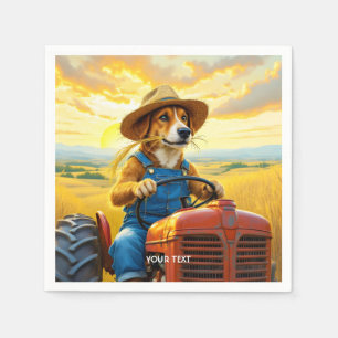 Fantasy Cute Dog Tractor Straw Napkin