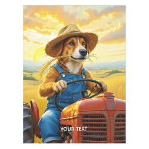 Fantasy Cute Dog Tractor Straw Tablecloth